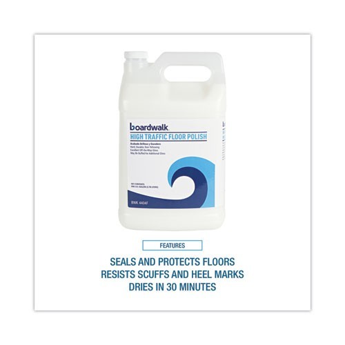 Boardwalk High Traffic Floor Polish, Apply 3 to 5 Coats, Unscented, 1 gal