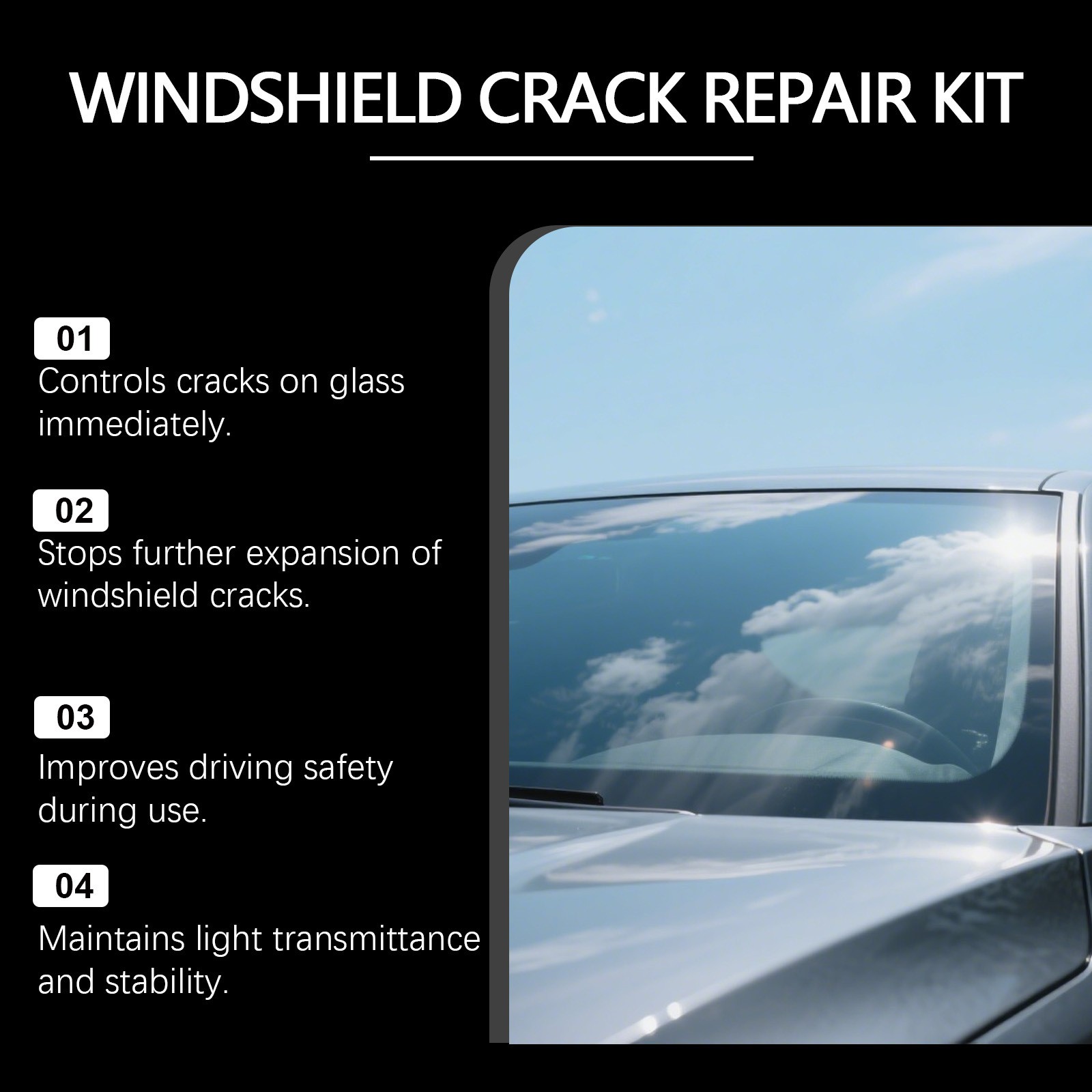 Automotive Glass Repair Kit Fluid Fix Car Windshield Resin Chip Crack Tool