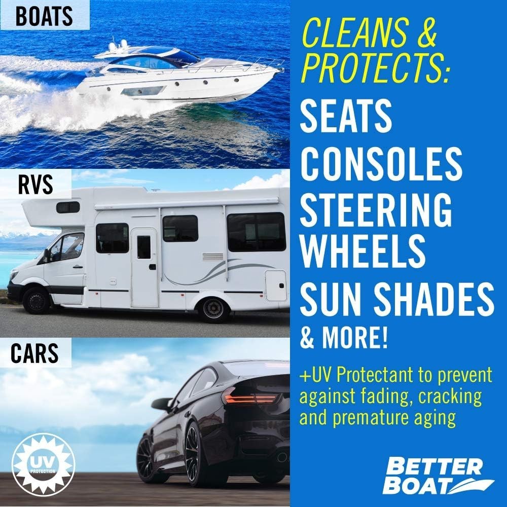 Boat Cleaner Wipes with UV Protection, Marine Vinyl Cleaner and Protectant, f…