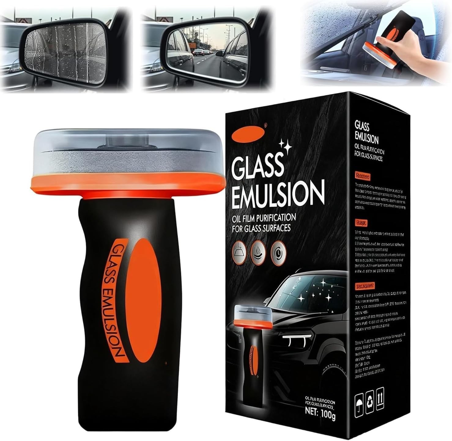 Glass Emulsion Cleaner,Handle Oil Film Remover,100ml w/ Brush Head
