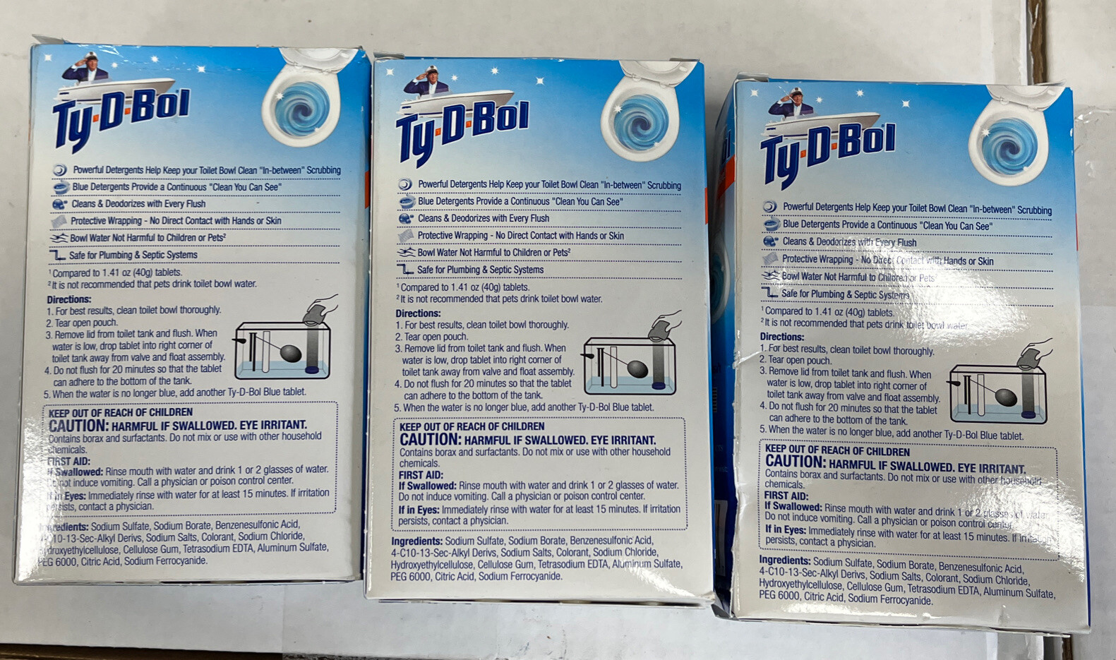 Lot Of 3- Ty-D-Bol Blue Tablets Value 5 Pack Toilet Bowl Cleaner Deodorizer Tabs