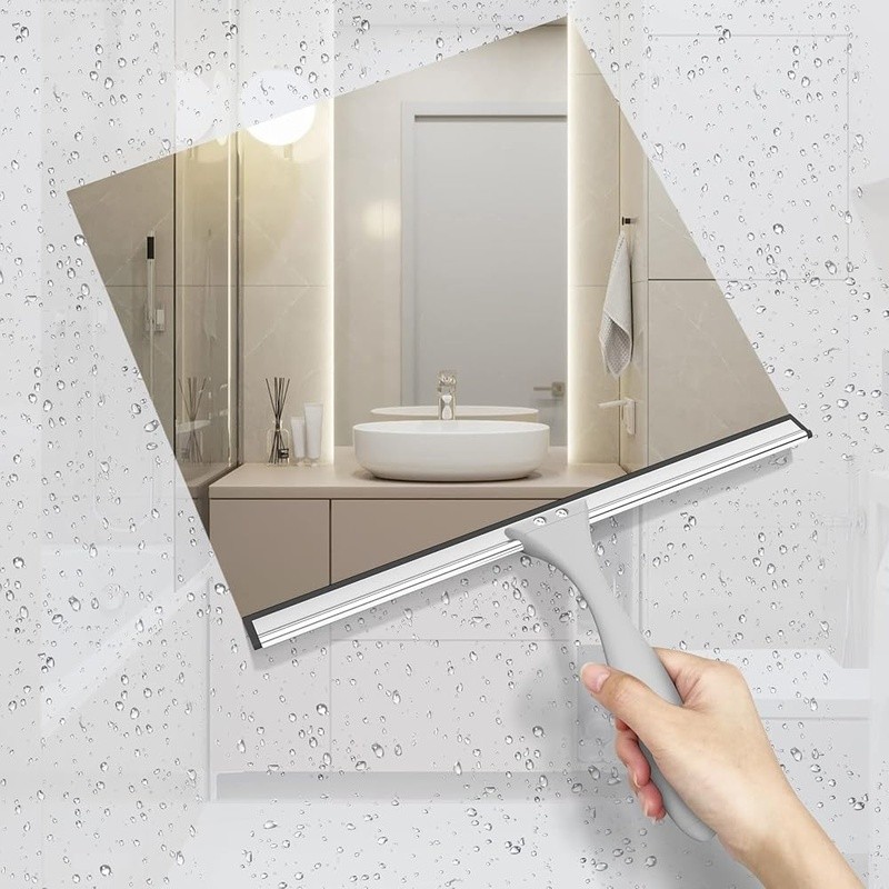 Ergonomic Shower Squeegee W/ Silicone Blade & Adhesive Hook Streak Free Cleaning