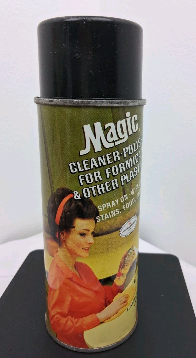 Vtg Magic Cleaner Polish Formica 13 Oz Can Good Housekeeping 1950’s Graphics 75%