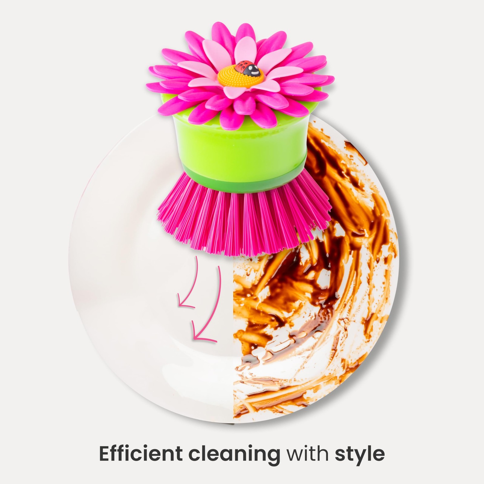 Flower Palm Dish Scrub Brush with Holder Perfect Kitchen Brushes for Dishes Si
