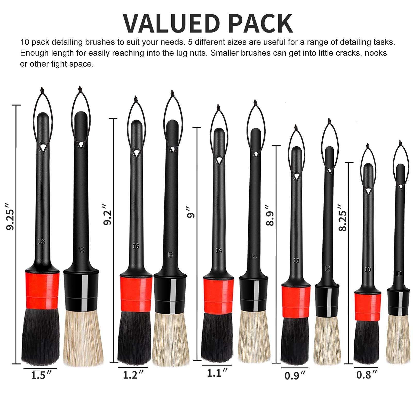 Detailing Brush Set – 10 Pcs Detail Brushes Car Detailing Auto Boar Hair Car …