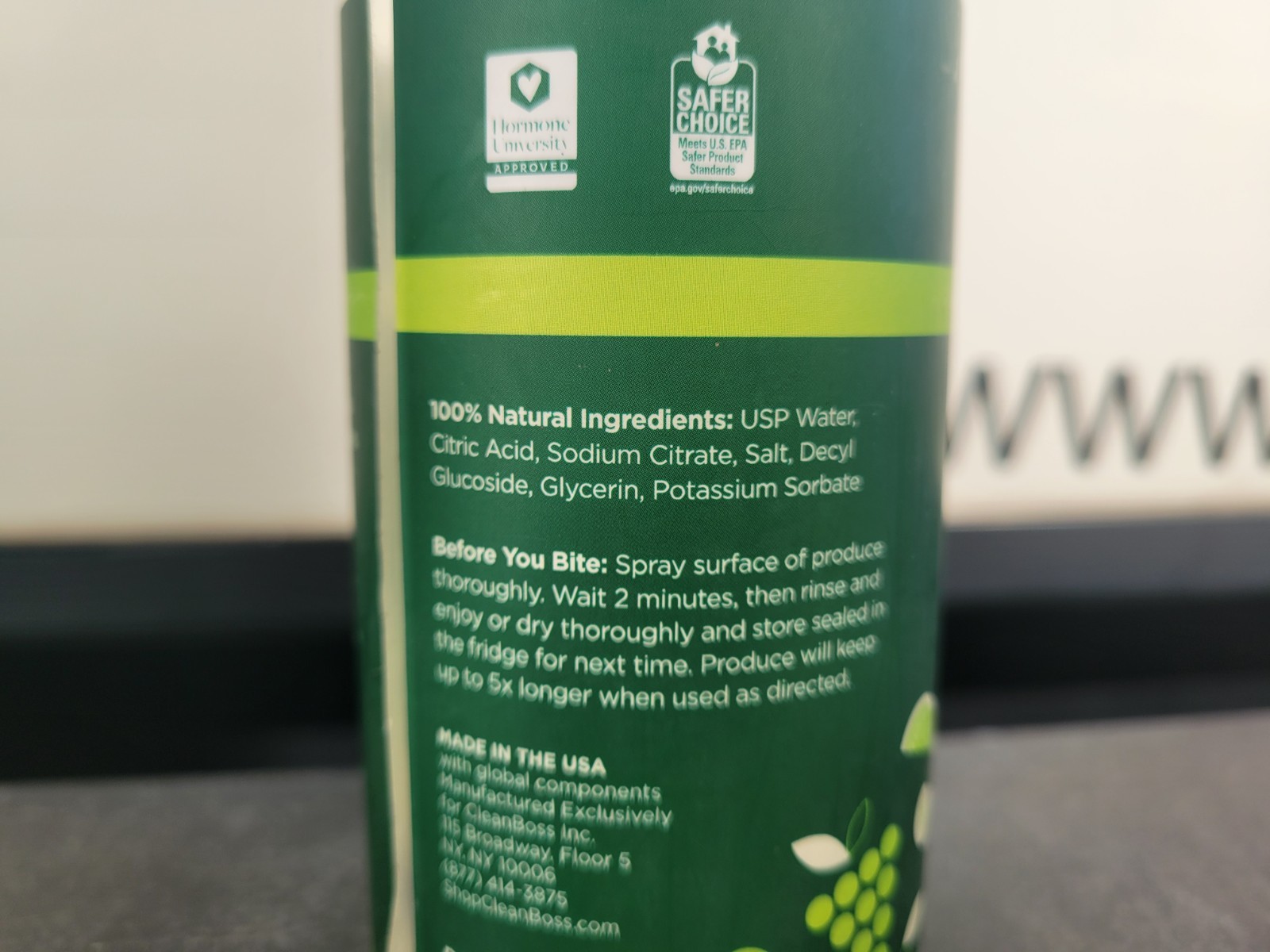 3( Three) CLEAN BOSS Eat Cleaners All Natural Fruit+ Veggie Washes 12fl.oz ea.