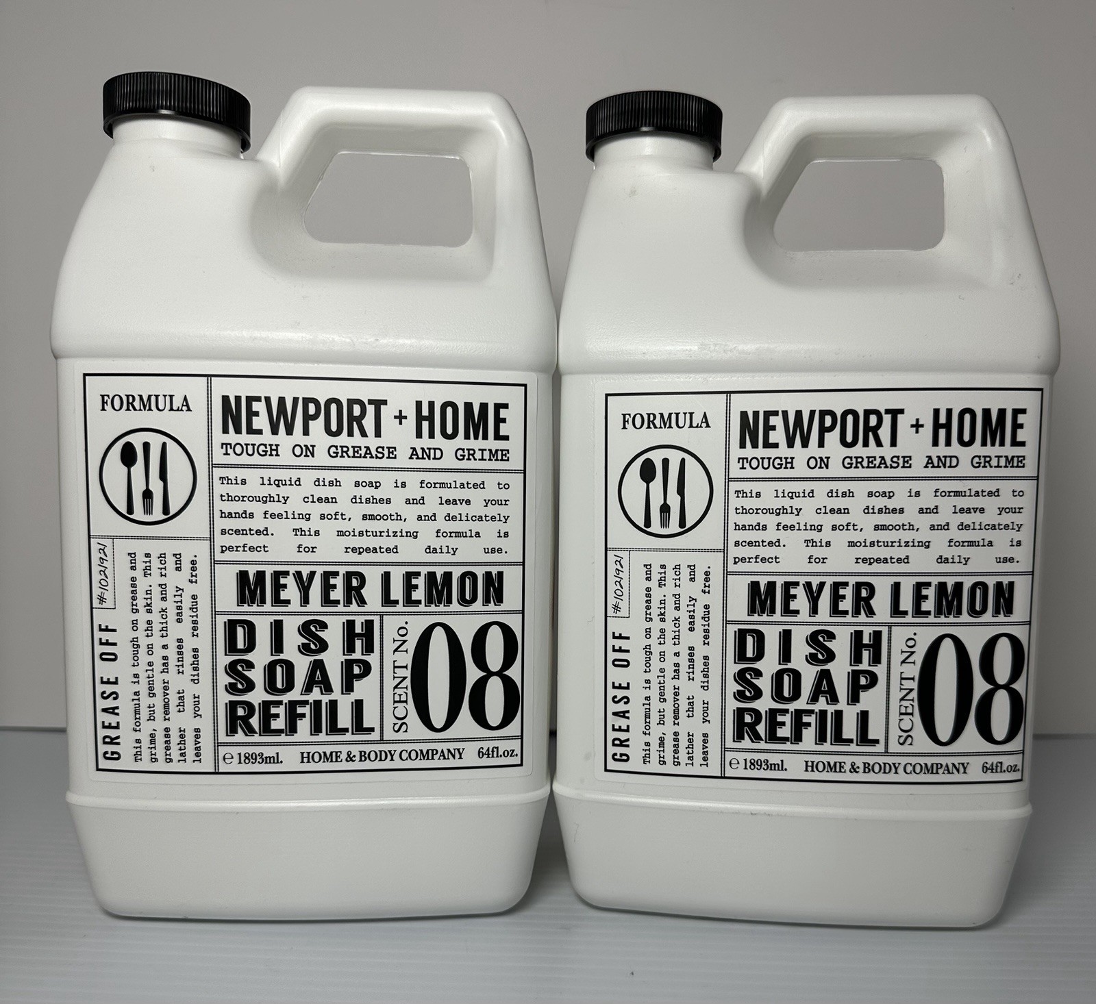 2 HOME & BODY CO. Newport MEYER LEMON Essential Oil DISH SOAP REFILL 64 fl oz