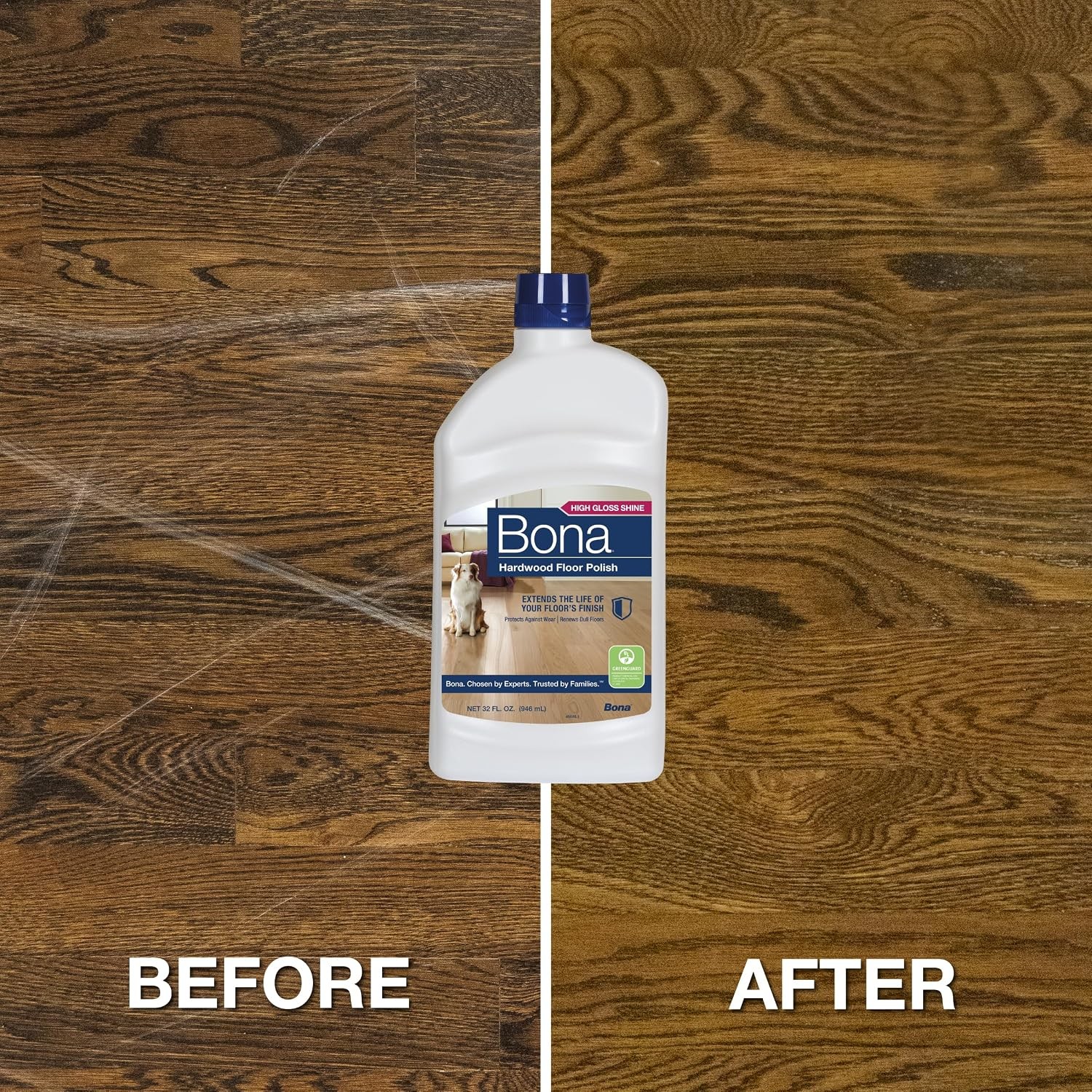 Hardwood Floor Polish – 32 fl oz – High Gloss Shine – for Wood Floors – Protects