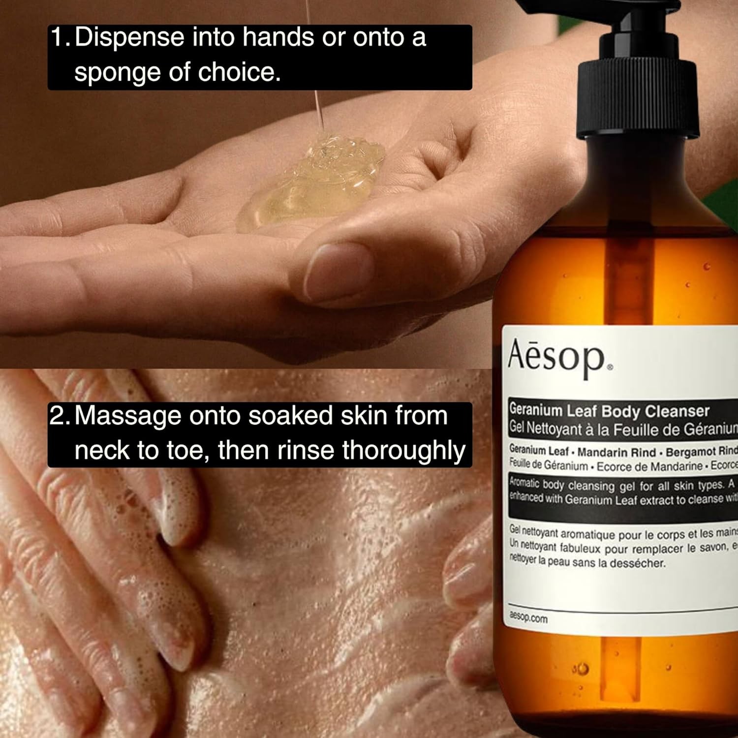 Aesop Geranium Leaf Body Cleanser | Gentle Shower Gel with Geranium, Mandarin