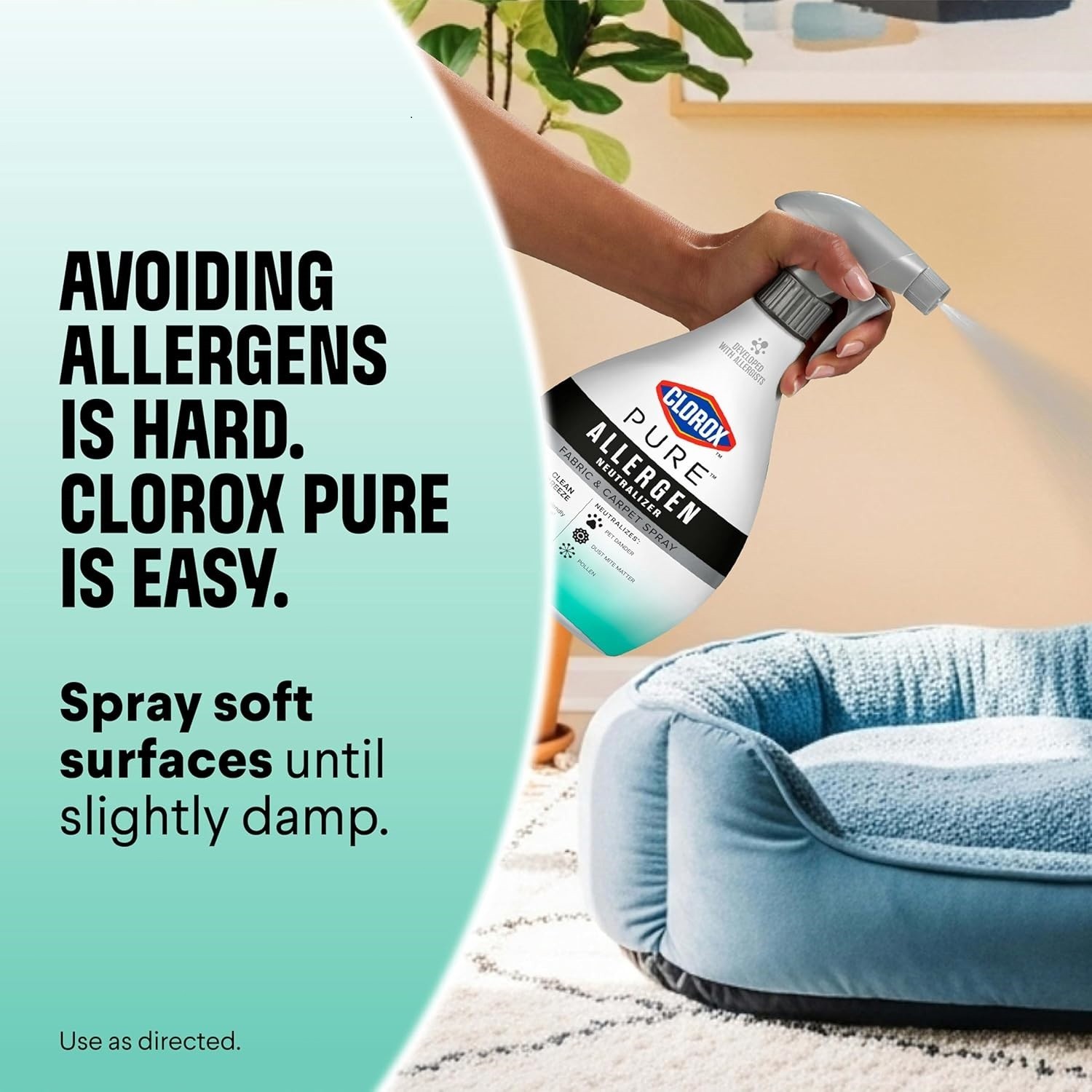 Clorox PURE Allergen Neutralizer Fabric and Carpet Spray, Clean Breeze, 26 Fluid