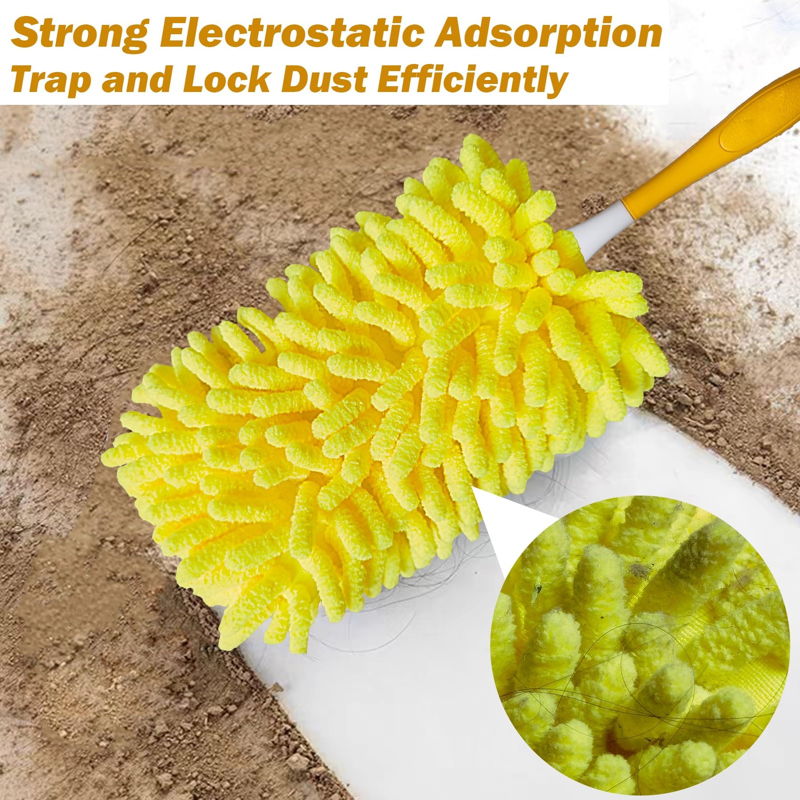 Reusable Duster for Swiffer, 2 Refills +1 Handle, 360 Heavy Duty Duster Refil…