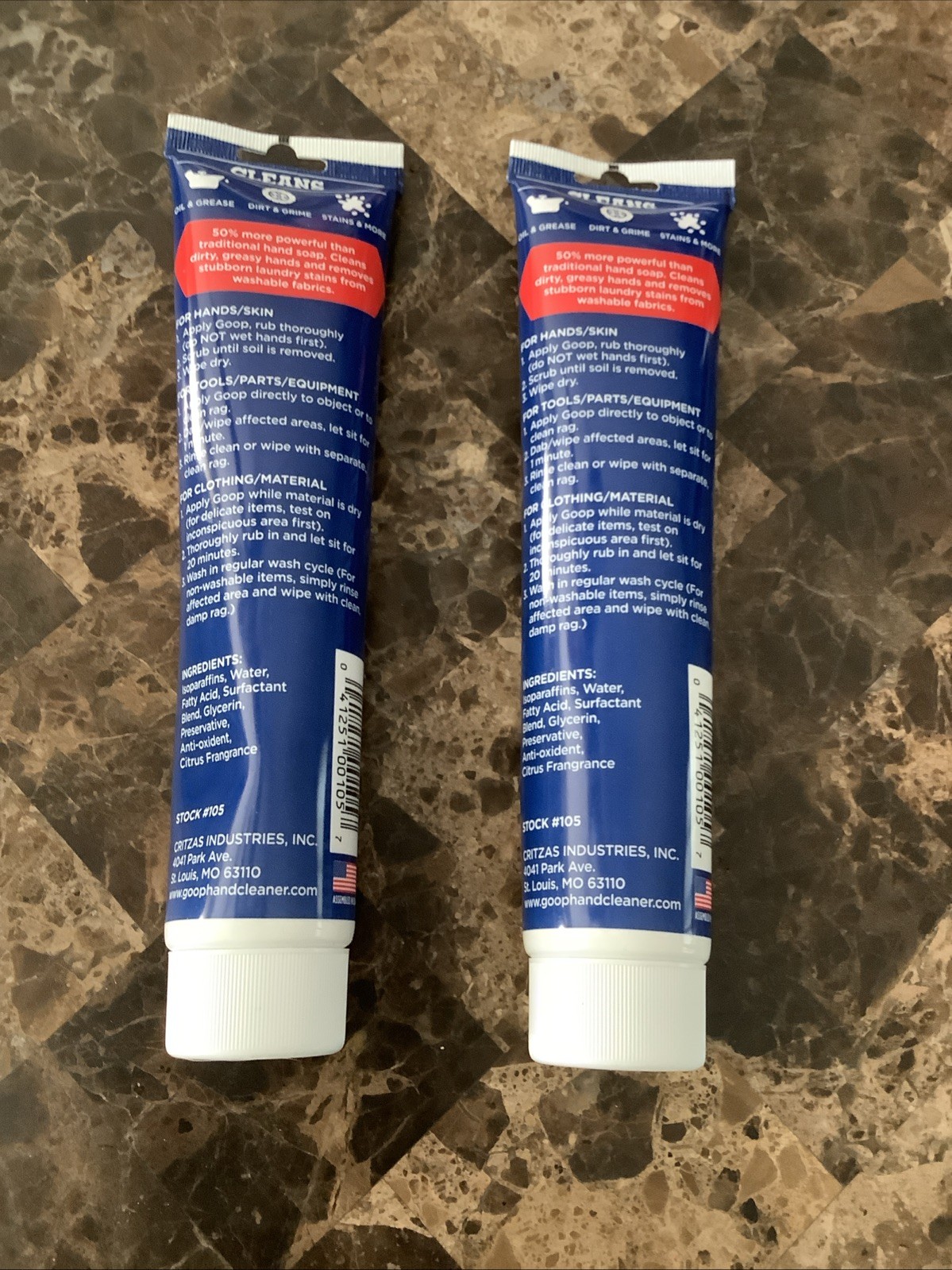 Lot of 2 Goop Hand Cleaner 5oz Tubes – Heavy Duty Waterless Hand Cleaner