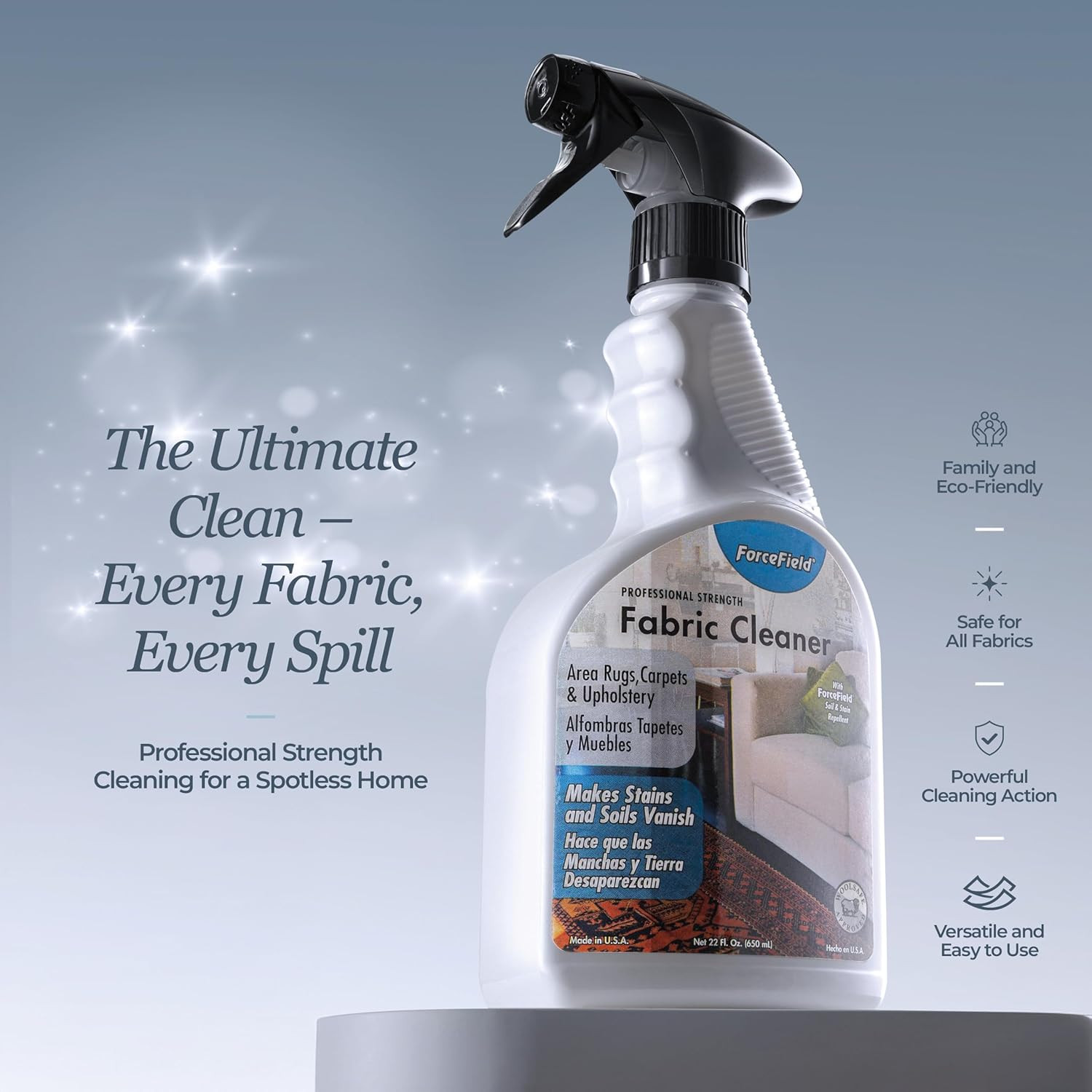 Forcefield® Fabric Cleaner Professional Strength, Deeply Penetrates Water Safe F