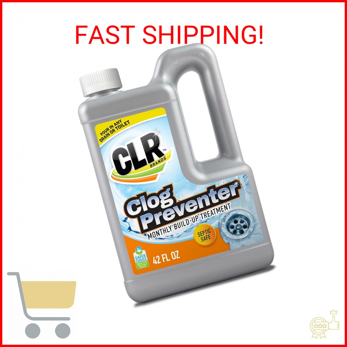 CLR Brands Clog Preventer Monthly Build Up Remover, 42 oz. Bottle, Drain Cleaner