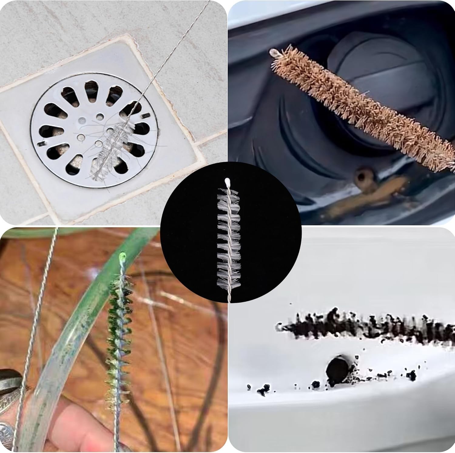 Nylon & Stainless Steel Drain Brush – 143cm Flexible Tool for Easy Clog Removal