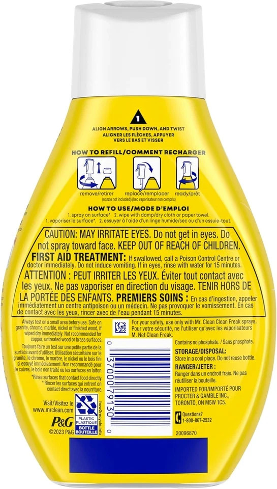 Mr Clean Clean Freak Multi Surface Cleaner Spray Pack of 4 Lemon Zest 16 Fl Oz