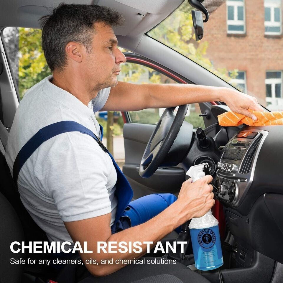 Plastic Spray Bottle (24oz 3 Pack) for Cleaning Solutions, Car Detailing Care, P