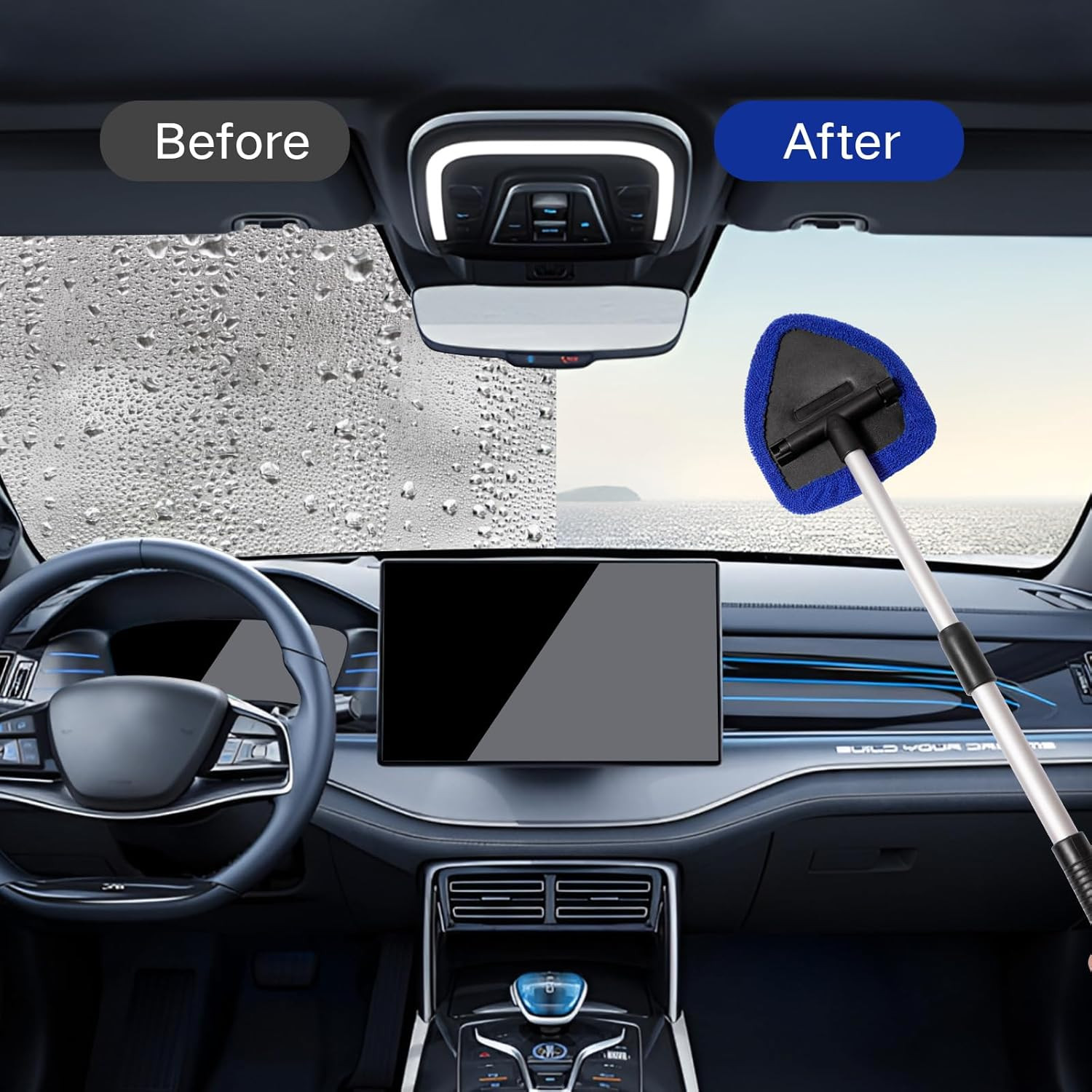 10pcs Windshield Cleaner Tool, Car Window Cleaning Wash Kit with 4 Reusable Micr