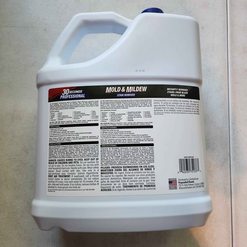 BUY 1 GET 1 FREE! 30 SECONDS Professional Mold & Mildew Stain Remover 2.5 Gallon