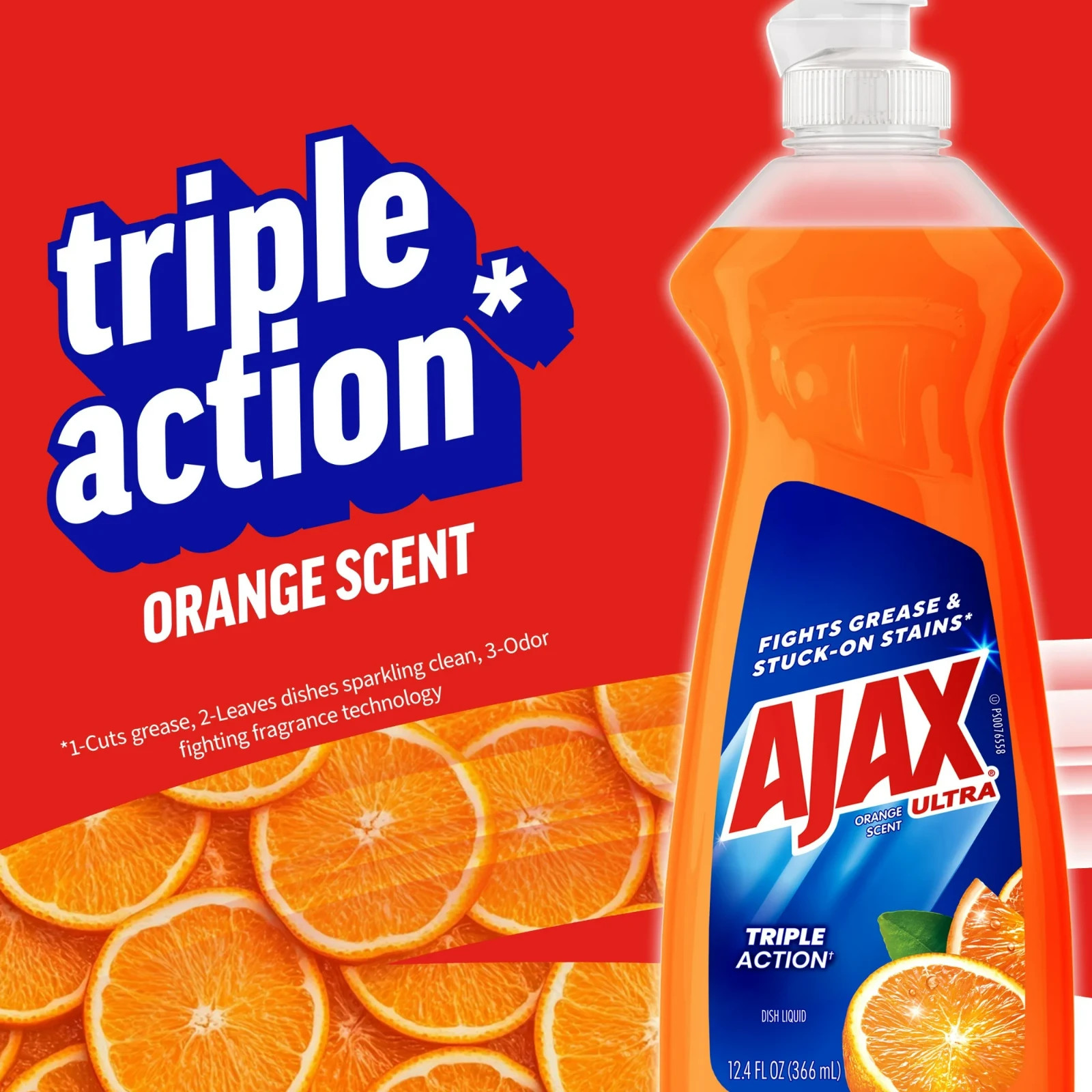 Ajax Ultra.Orange.Triple Action Dish Liquid 12.4oz each 3 pack