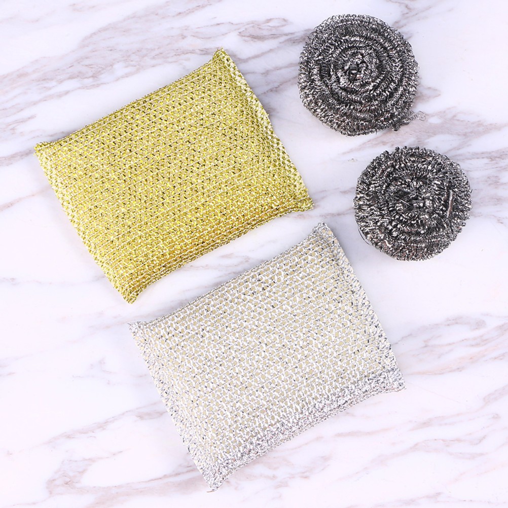 2 Sponges Steel Scrubbers for Cleaning Dishes Kitchen Washing Duster