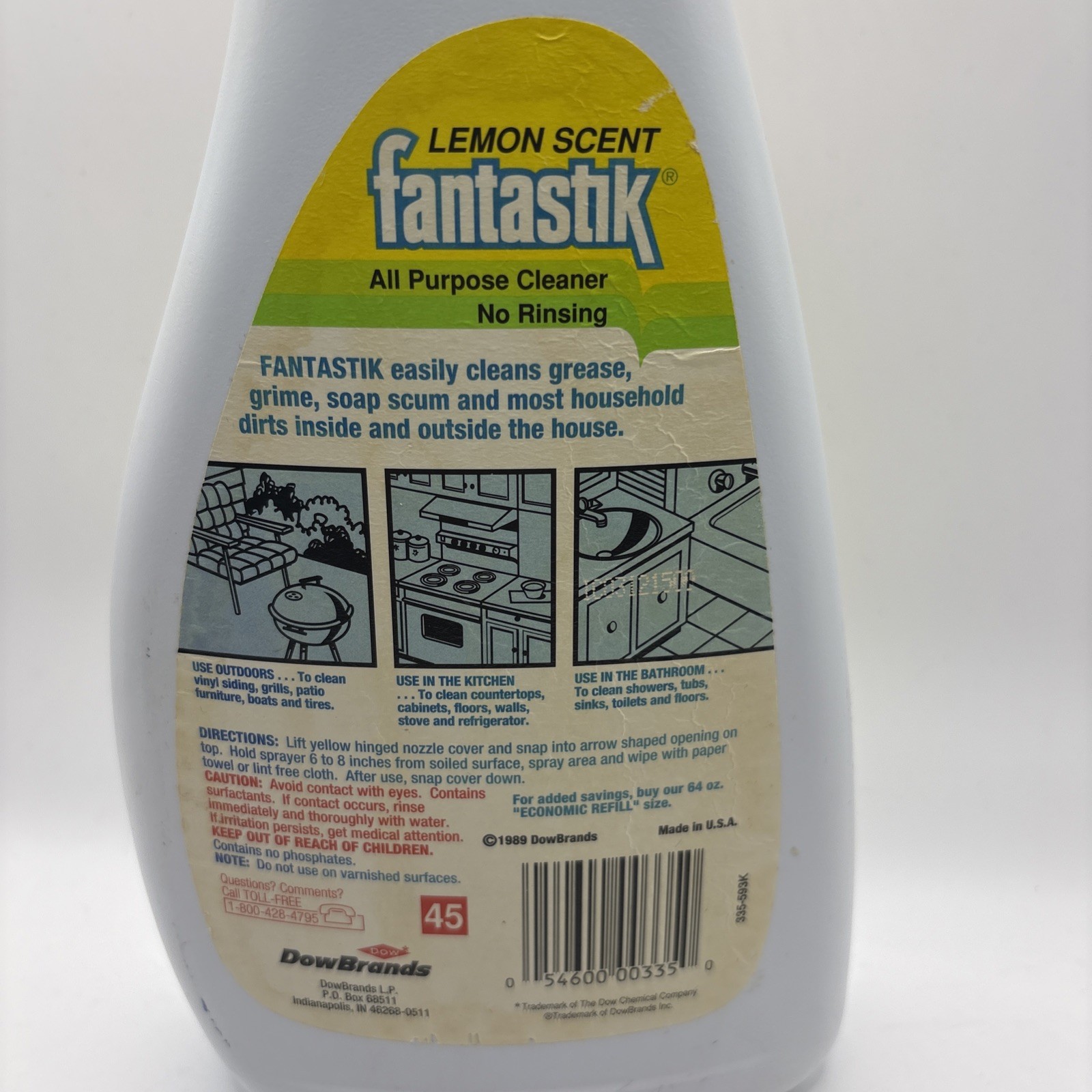 Vtg 1989 Fantastik Yellow Lemon Scent All Purpose Cleaner 32 Oz Prop 70% Full