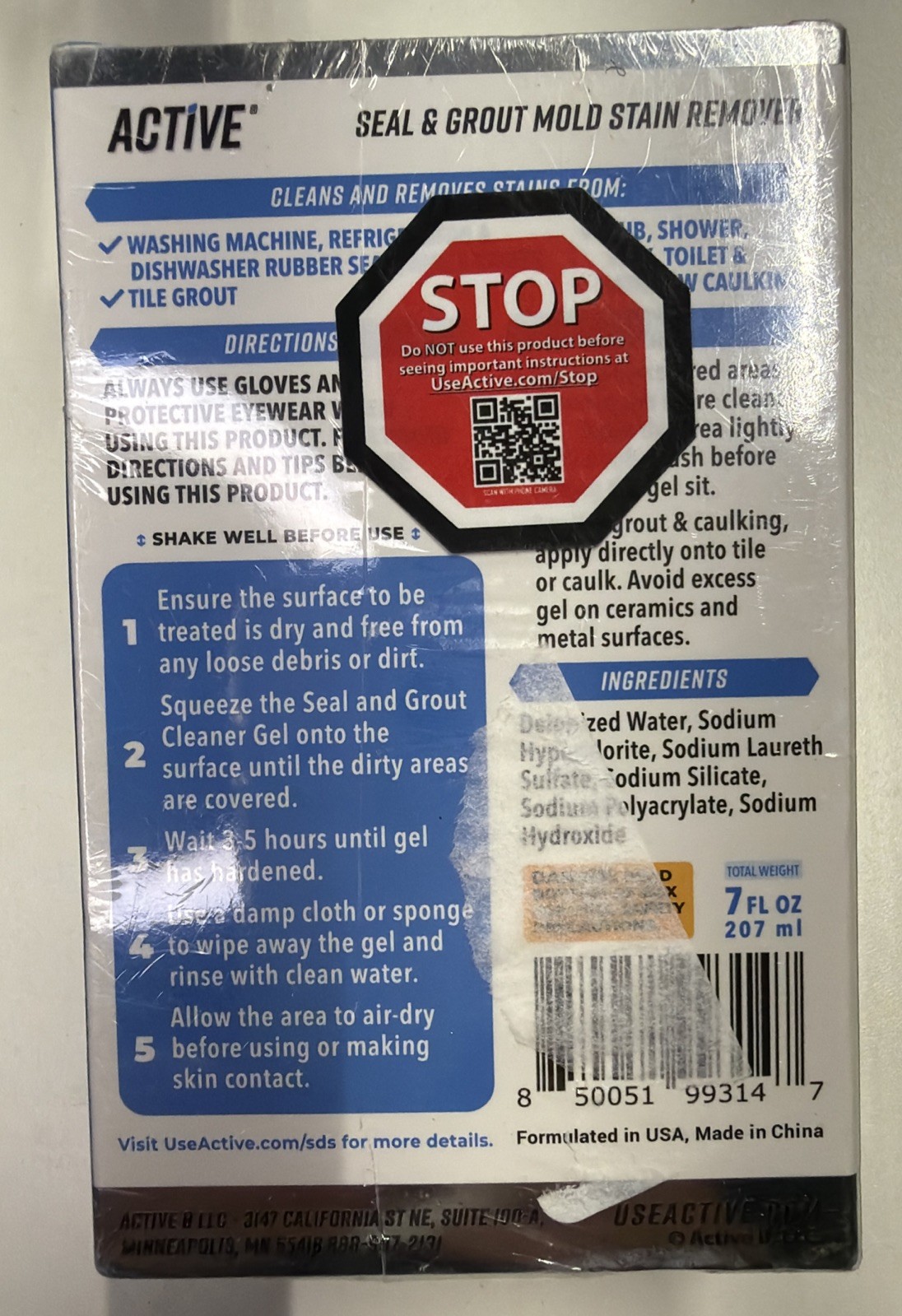 Active Seal Grout Mold Stain Remover, 7 oz Formulated To Deep Clean