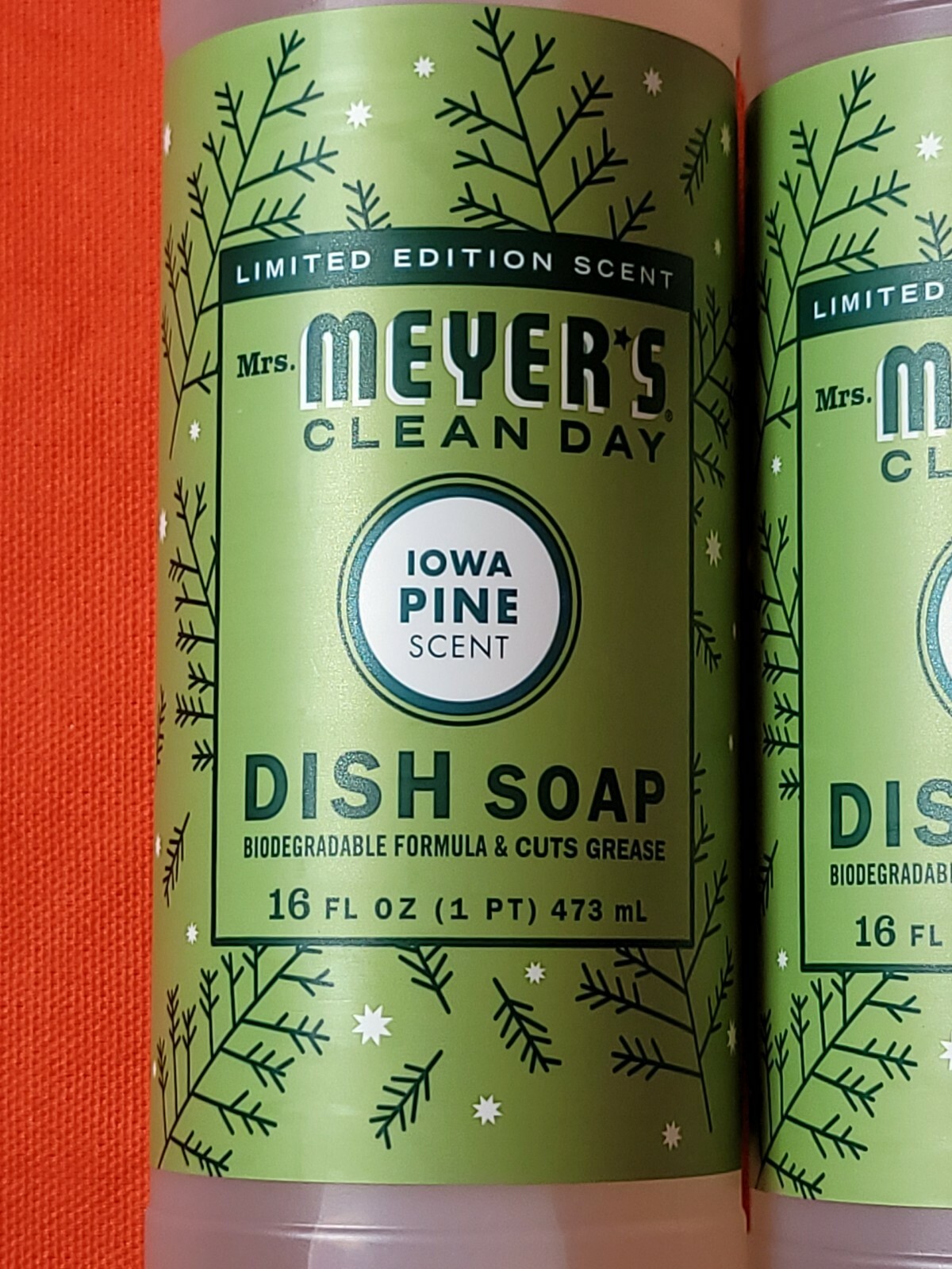 Mrs. Meyer’s Clean Day Iowa Pine Dish Soap Limited Seasonal Lot of 2. 16 oz bot