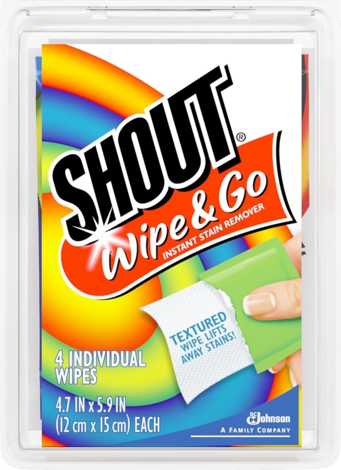Portable Shout Wipes, Quick & Easy Stain Remover – 4 Individually Wrapped Wipes