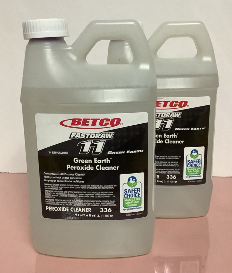 2 Bottles BETCO 336 FASTDRAW 11 Green Earth Peroxide Cleaner 2L
