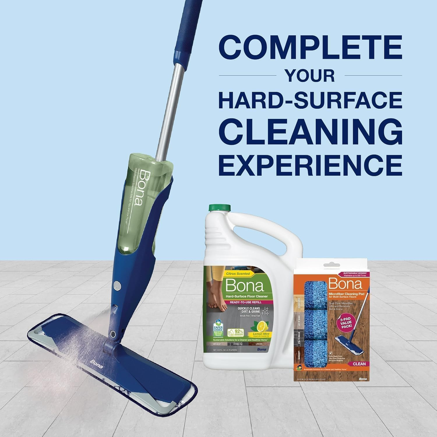 Multi-Surface Floor Cleaner Refill – 128 Fl Oz – Lemon Mint – Residue-Free Floor