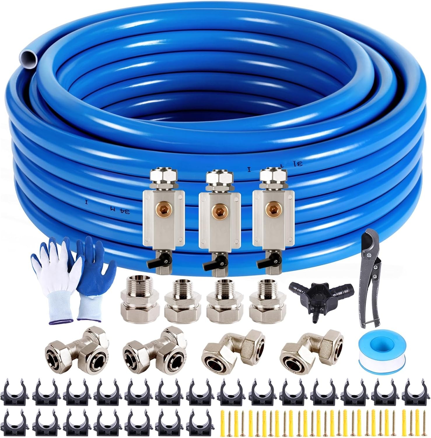 3/4″×100ft Compressed Air Line Kit Hdpe- Rapid Air System Right Angle Fittings