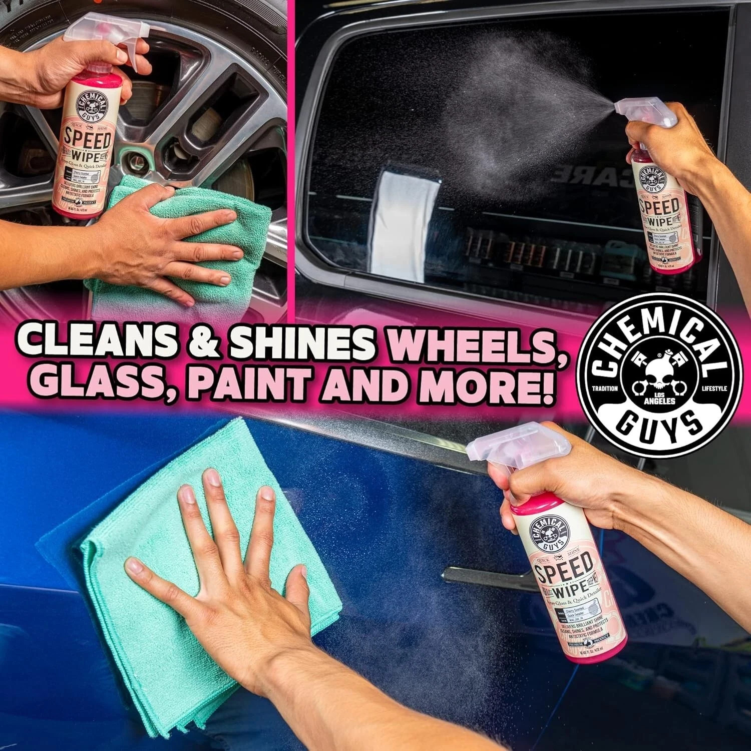 (4 Pack) Chemical Guys WAC_202_16 Speed Wipe Quick Detailer, 16oz, Cherry Scent
