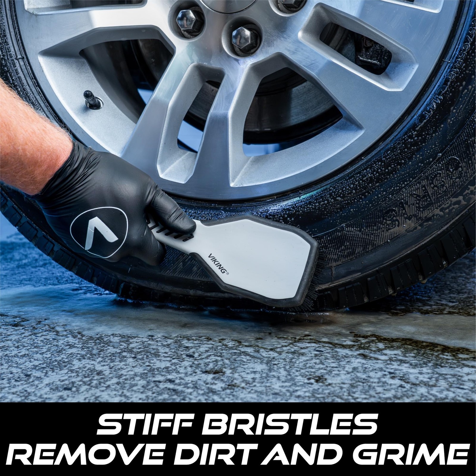Tire Brush and Wheel Brush for Cleaning Car, Tires, Car Wash, Grey, 10.3 x 3….