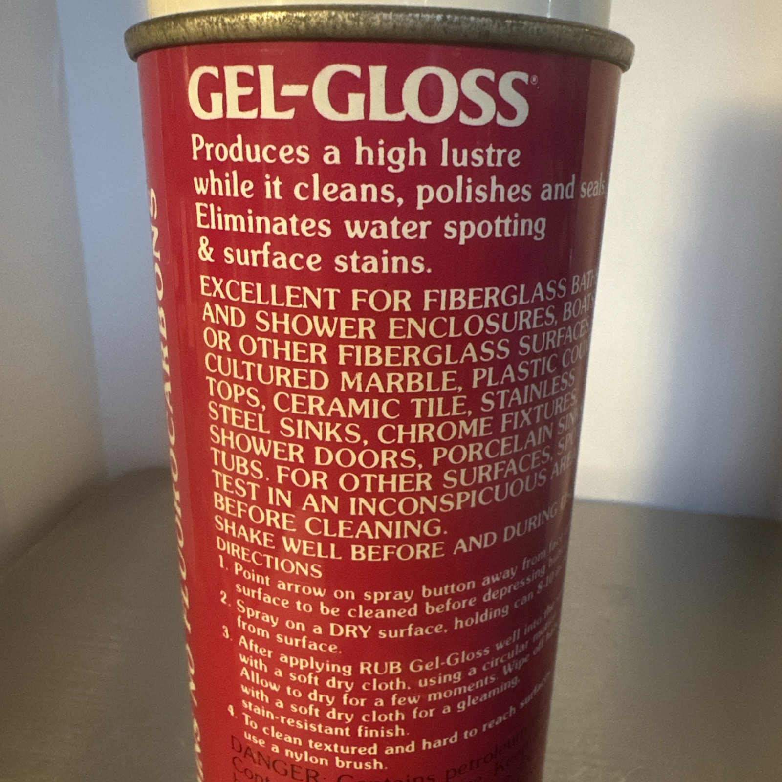 Gel Gloss Cleaner 12 Ounce Aerosol Safe for Acrylics Stainless Steel and More