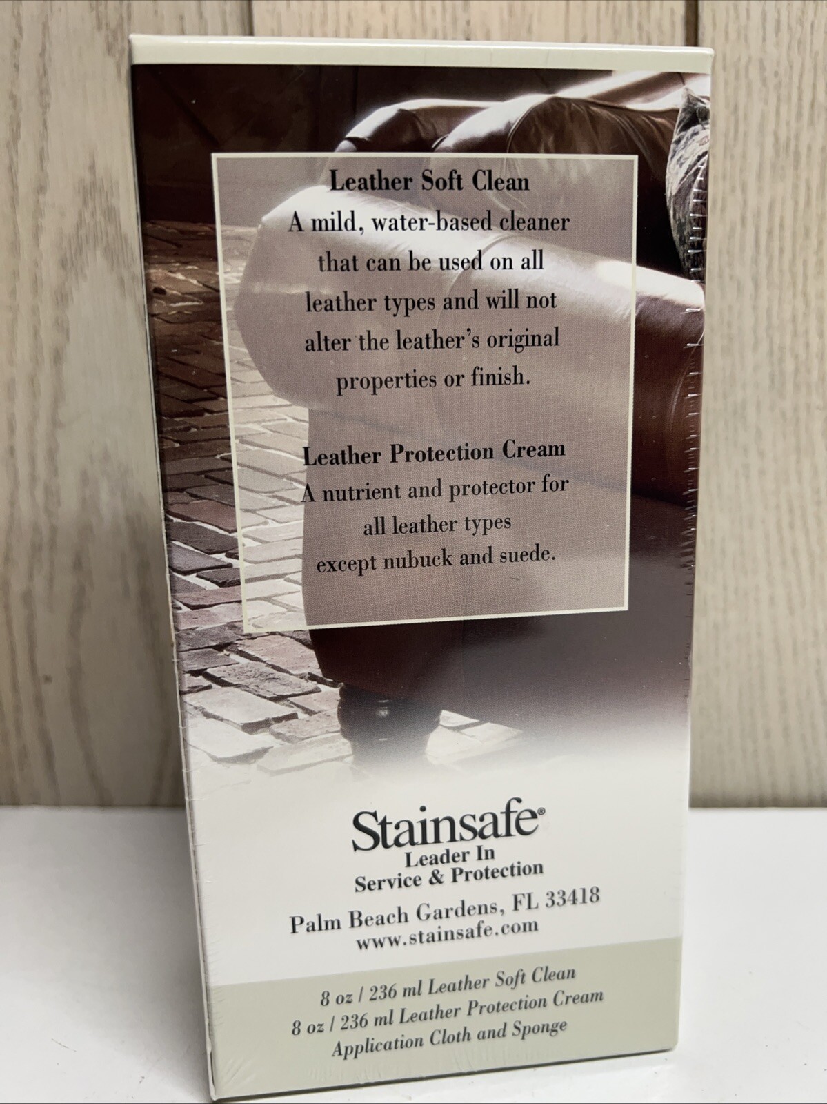 STAINSAFE LEATHER CARE BY FURNITURE MASTER LEATHER CLEANER & CREAM SET 8 OZ