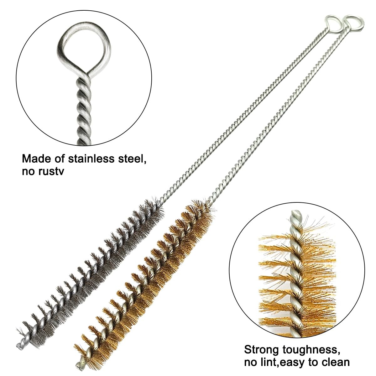 12 Pcs Brass Wire Brush Stainless Steel Wire Brush Set, 12″/30.5cm Long, Roun…