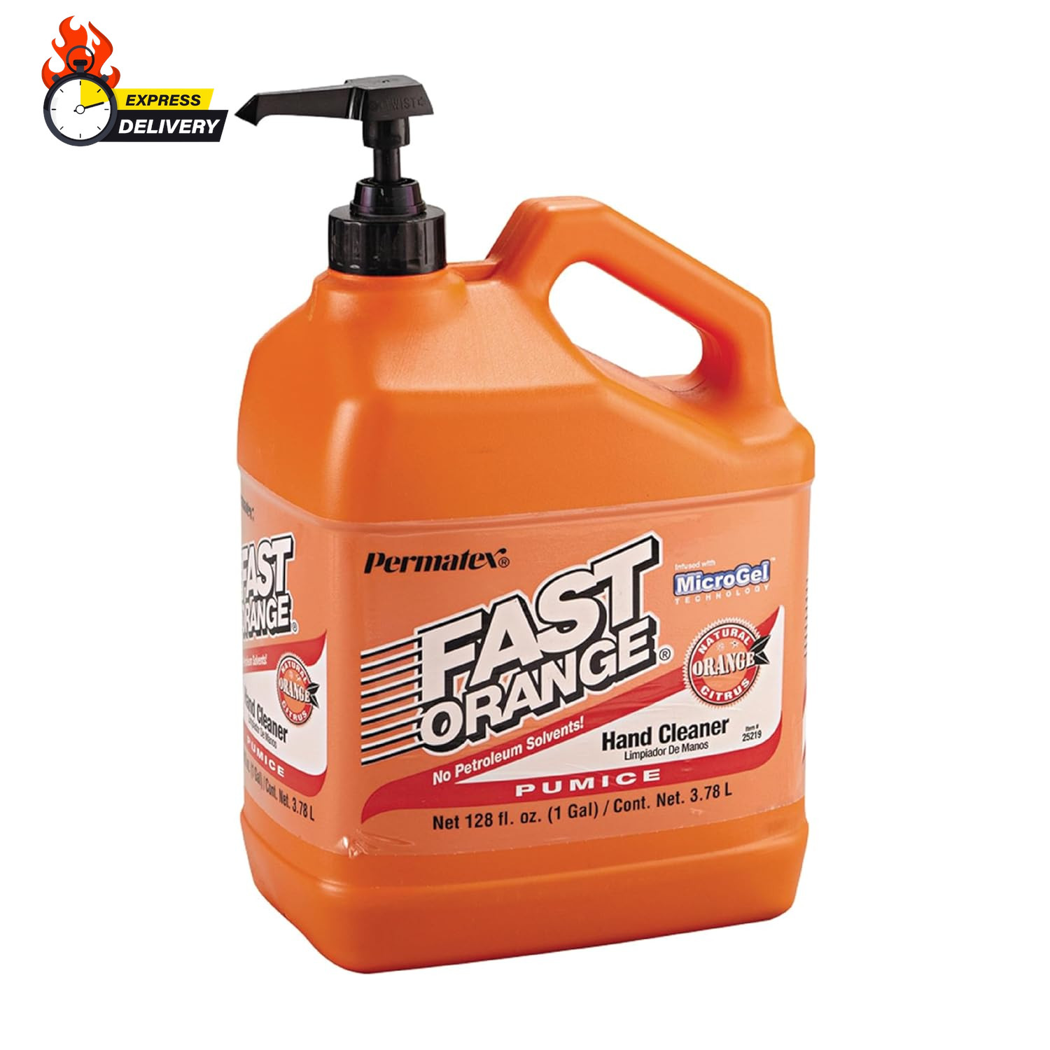 25219 Fast Orange Pumice Lotion Hand Cleaners, Citrus, Bottle with Pump, 1 Gal,