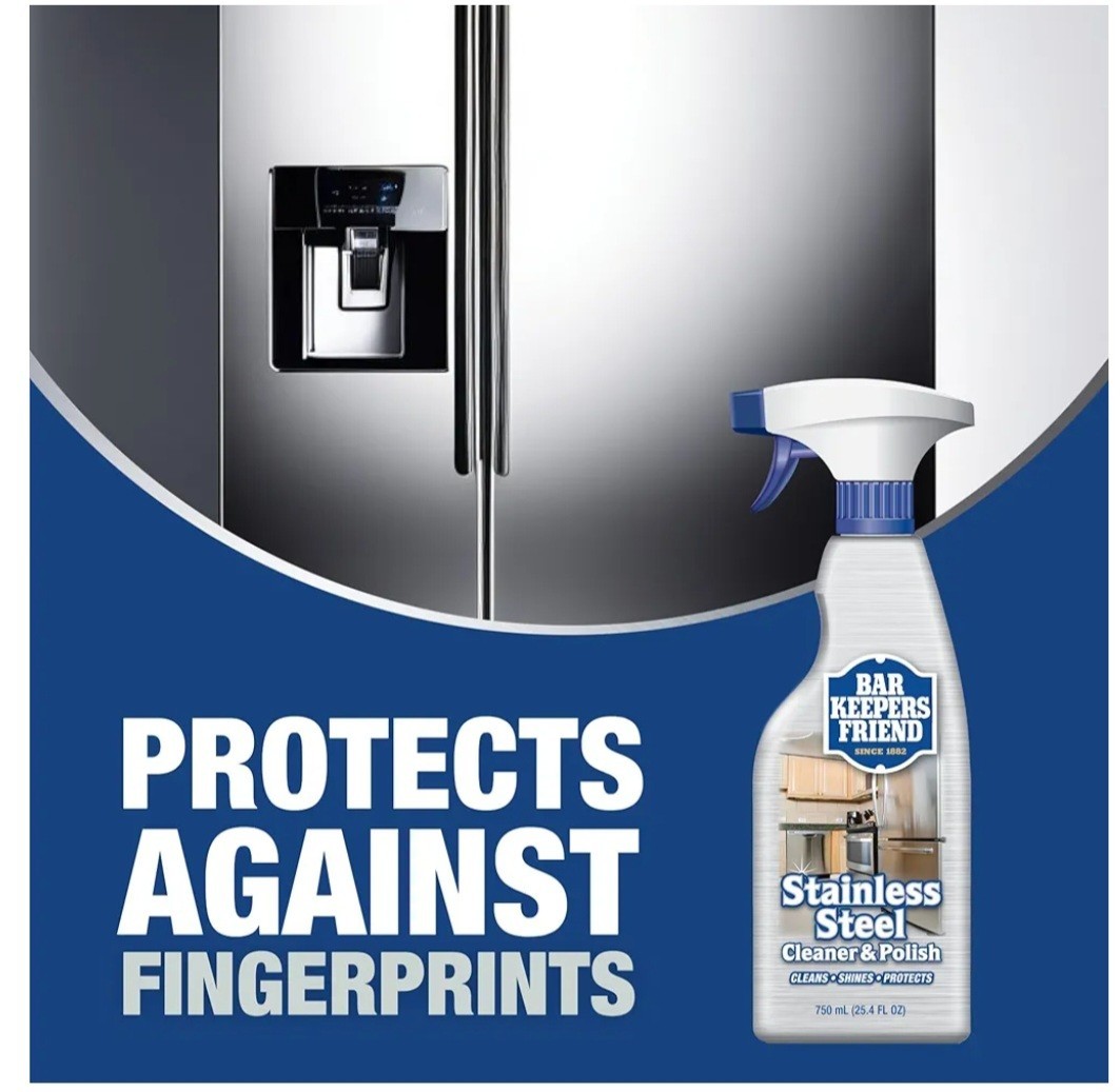 Bar Keepers Friend Stainless Steel Cleaner Spray (25.4 Oz) + Microfiber Cloth –