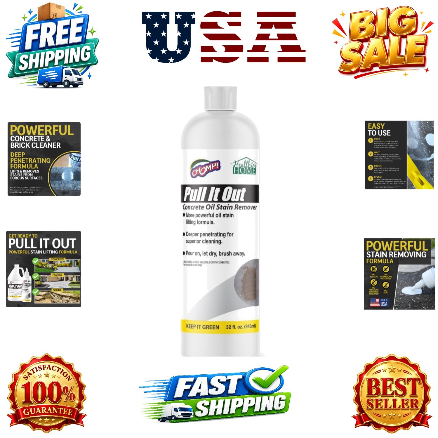 Concrete Oil Stain Remover: Pull It Out Removes and Cleans Oils, Greases from…