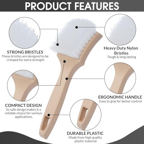 8.5 Inch Multi-Purpose White Nylon Utility Scrub Brush – Ideal for Automotive