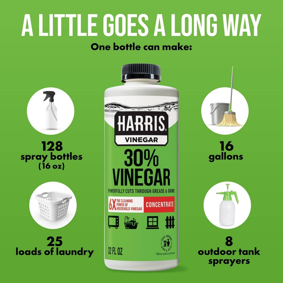 HARRIS 30% Vinegar All-Purpose Cleaners – Unscented – 32 fl oz