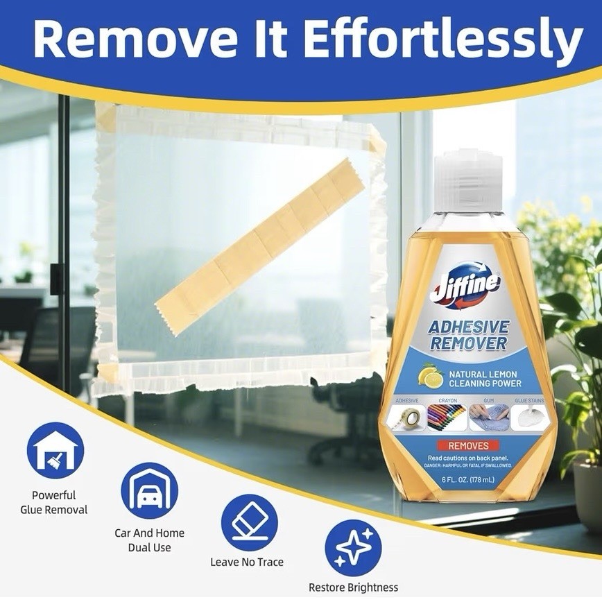 Jiffine Adhesive Remover 6oz (2 Pack) Surface Safe Sticker Glue Gum Grease Tape