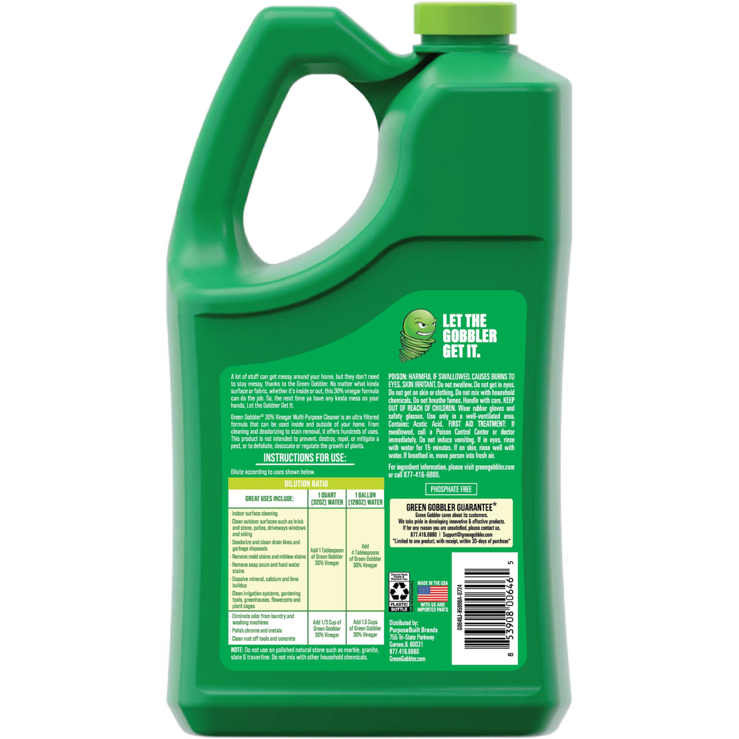 Green Gobbler 30% Concentrated Vinegar Multi-Purpose Cleaner 1Gal Home & Outdoor