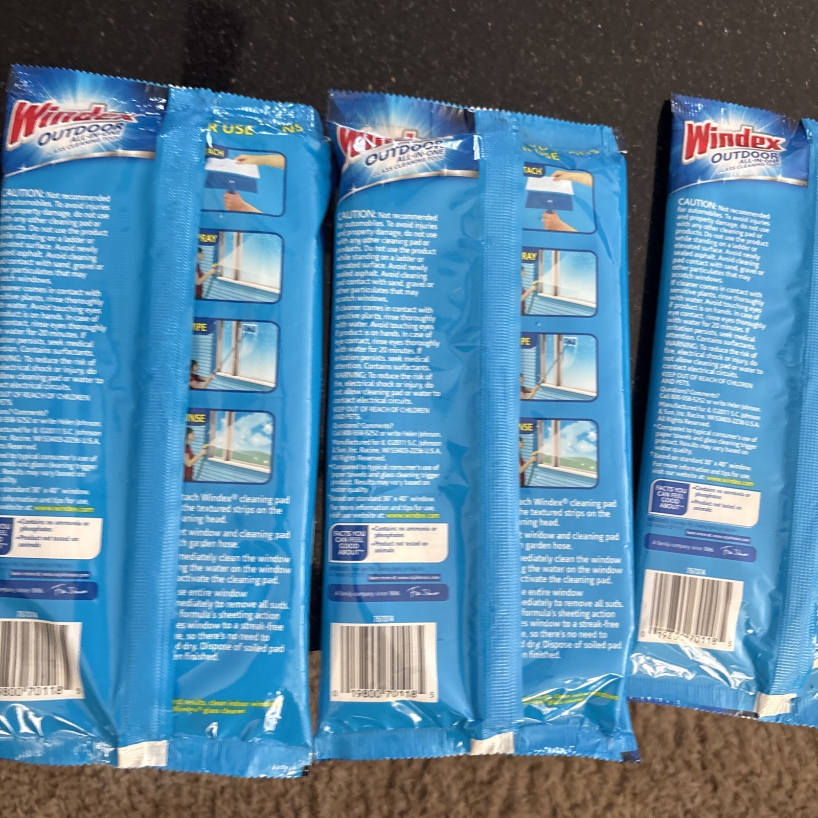 NEW 3 Windex Outdoor Glass Cleaning Pad Refills 6 Pads Total Sealed Discontined