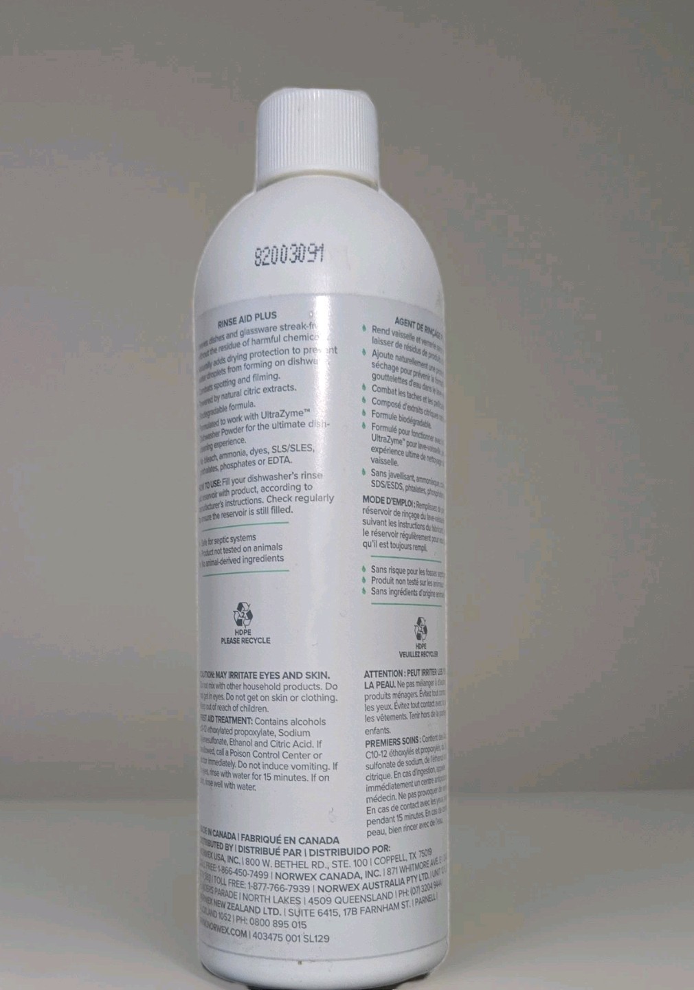 Norwex Rinse Aid Dishwasher Liquid 12 fl oz Non-Toxic Biodegradable Eco Friendly