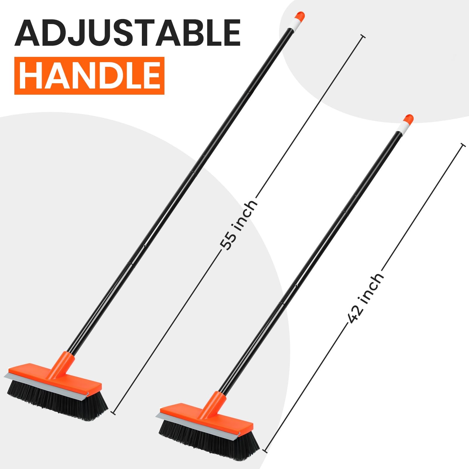 Deck Brush with Long Handle, Stiff Bristle Floor Scrub Broom, 55” Outdoor Sc…
