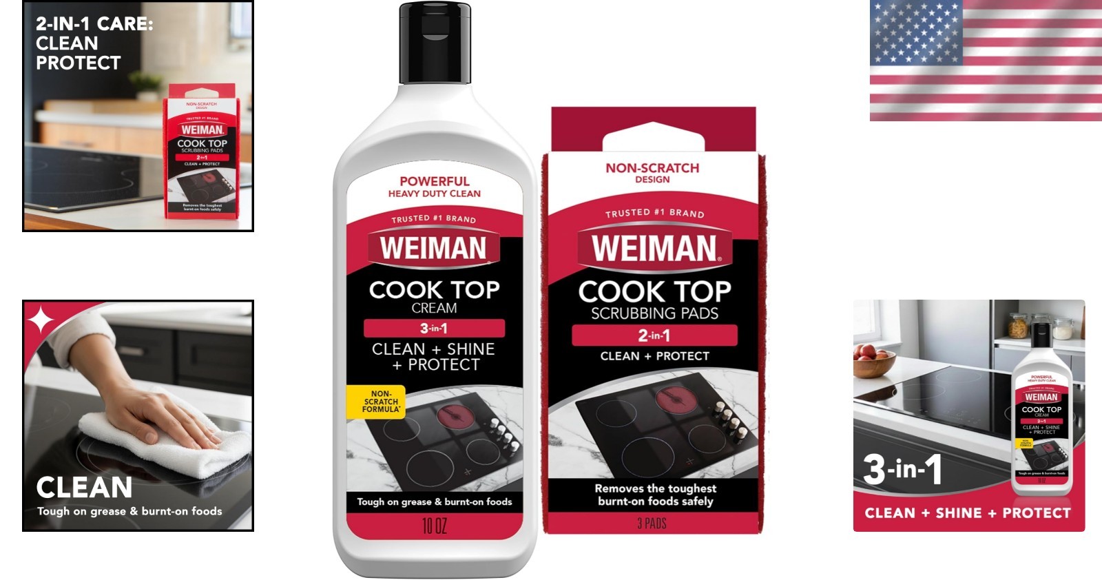 Ceramic Glass Cooktop Cleaner Polish Scrubbing Pads Heavy Duty 3 Pack
