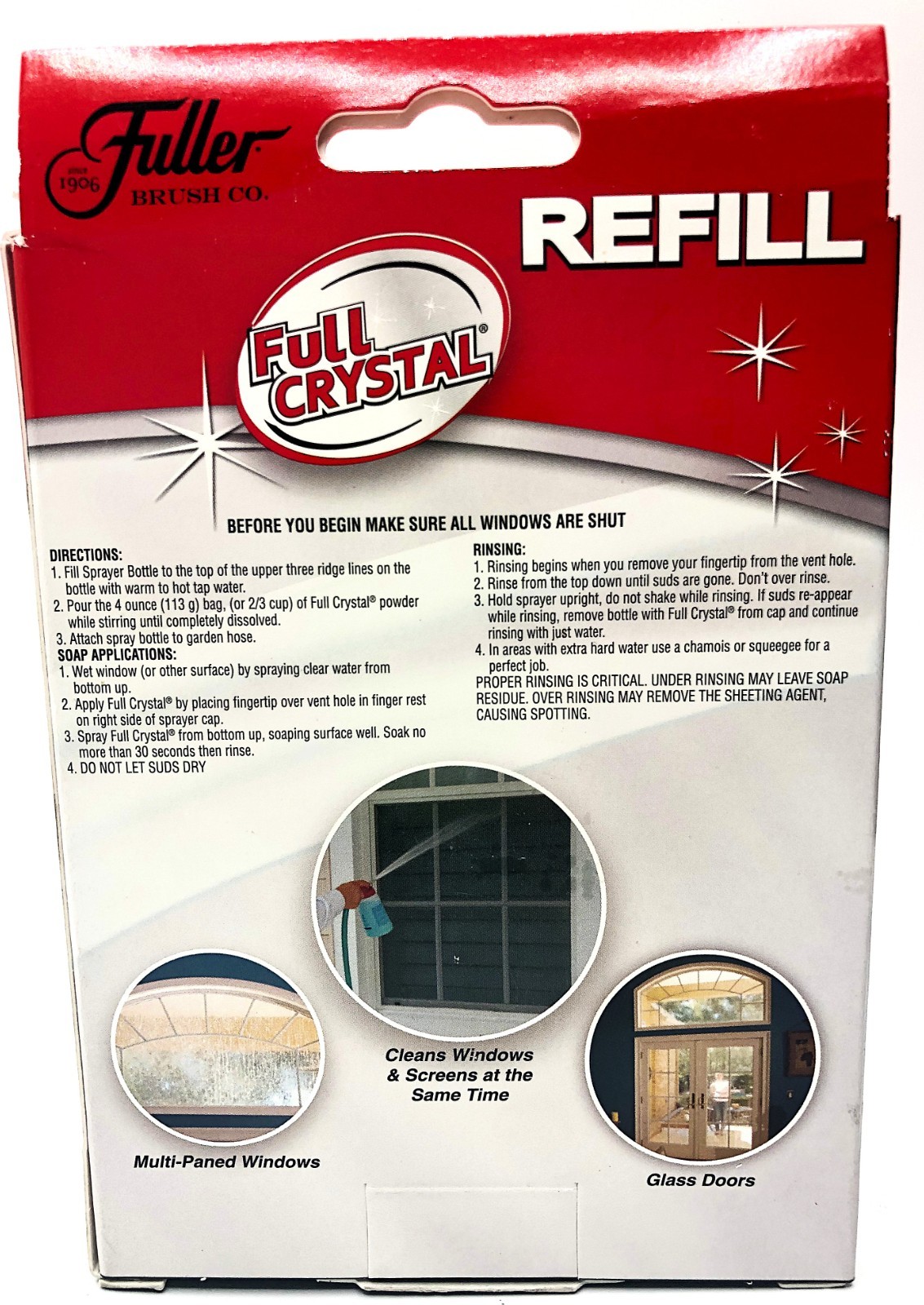 NIB Fuller Full Crystal Window & Glass Surface Cleaner;2 Refills per Box FBFCRE6