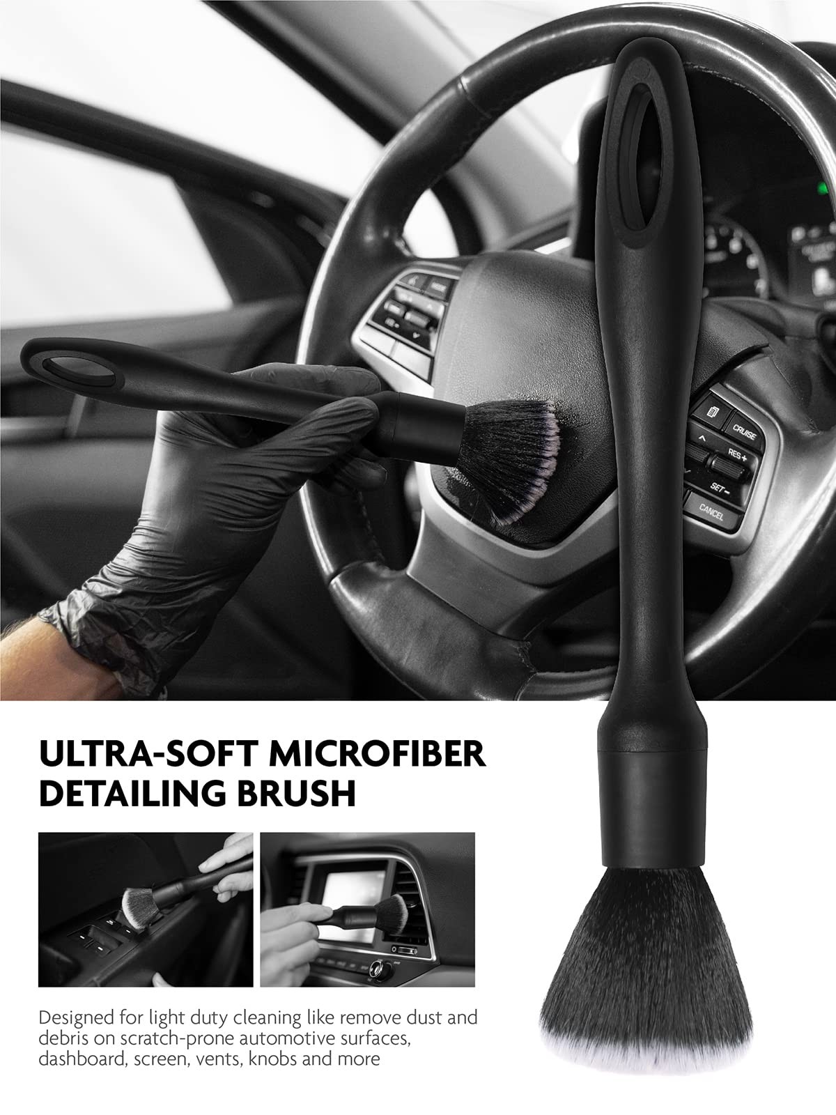 9PCS Car Interior Detailing Set, Microfiber Cloth & Applicator, Single-Head D…